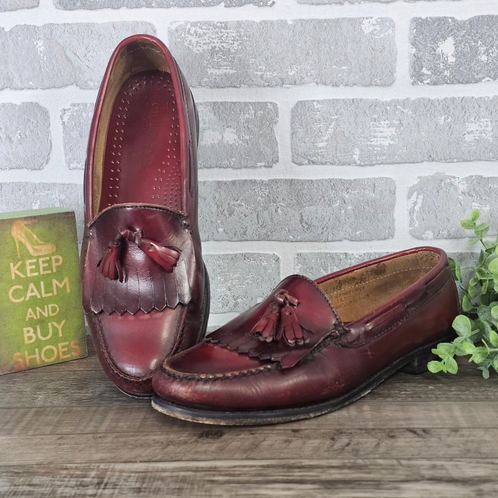 G.H. Bass & Co Oxblood Tassel Loafers Mens 9.5 D Leather Slip On Burgundy VTG.
